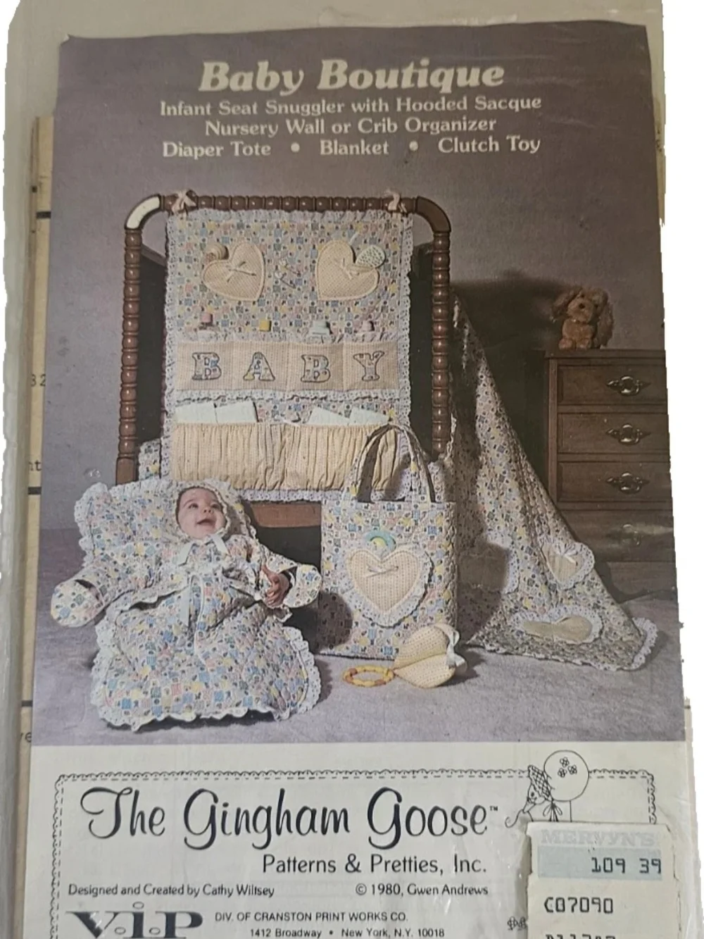 Gingham Goose Baby Boutique Infant Blanket Pattern Toy Newborn-6 M Uncut 80s Vtg